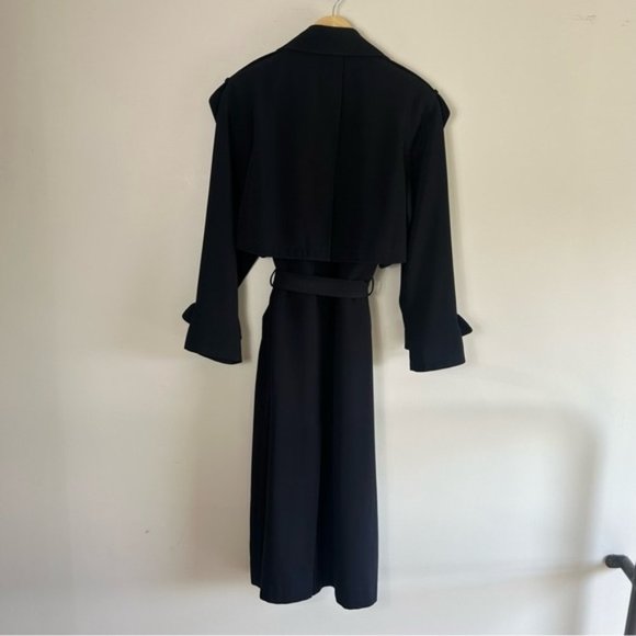 VINTAGE Fennelli Navy Long Belted Trench Coat Size 13/14 - Picture 7 of 10
